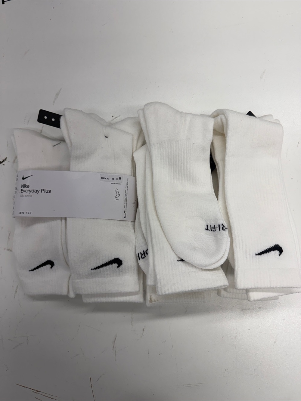 New- Nike Everyday Plus White Crew XL Socks - 10 Pack